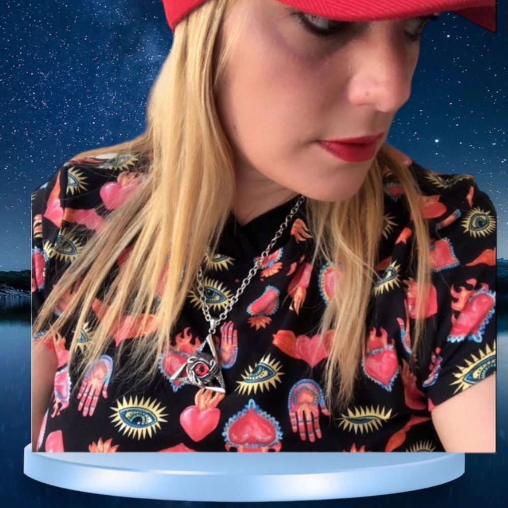 Evil eye tie front crop top